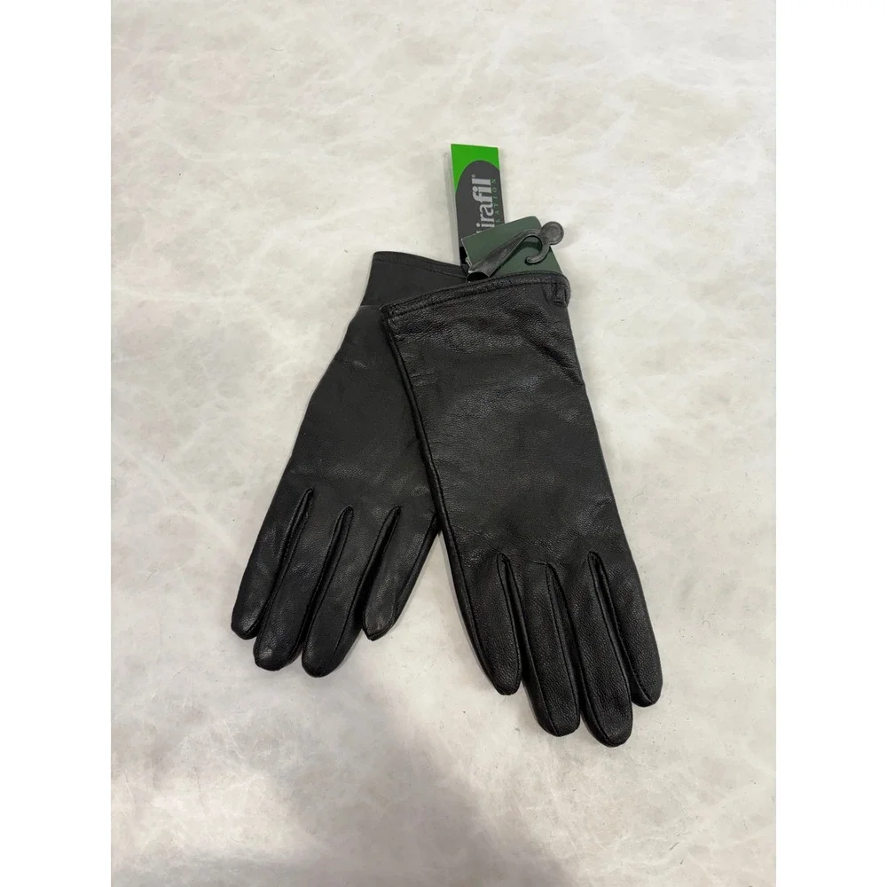 Mirafil Women Black Leather Insulated Gloves Size Medium NWT Cold Weather Winter